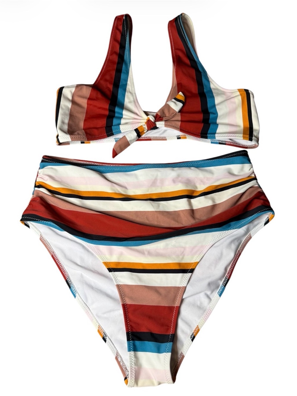 Colorful striped Cupshe Lost in The Dream high-waisted bikini set Large